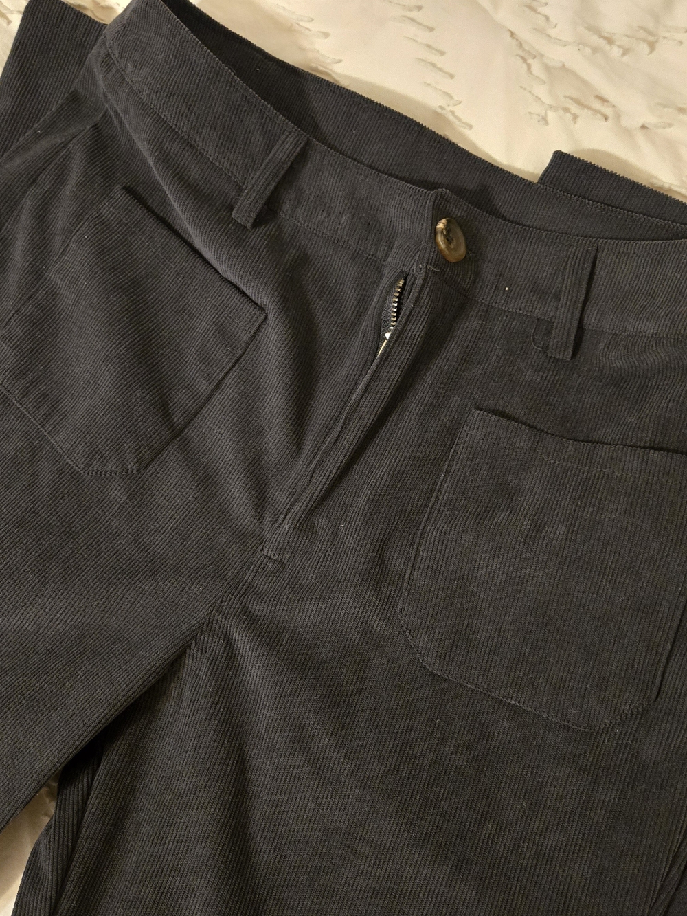 Women's Dark Gray Corduroy Pants – Classic Straight Fit